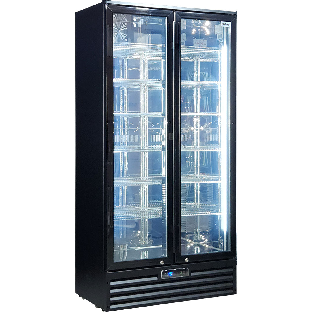 Rhino SGT2-BS – 473L Commercial Upright 2 Door Glass Door Drinks Fridge – 10 Star Rating
