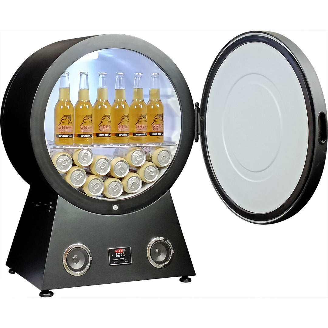 42 Litre Round Shaped Bar Fridge with Bluetooth & Speakers - Schmick RF-42 - Add Your Logo