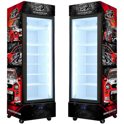Holden HRT 370L Upright Black Glass Bar Fridge