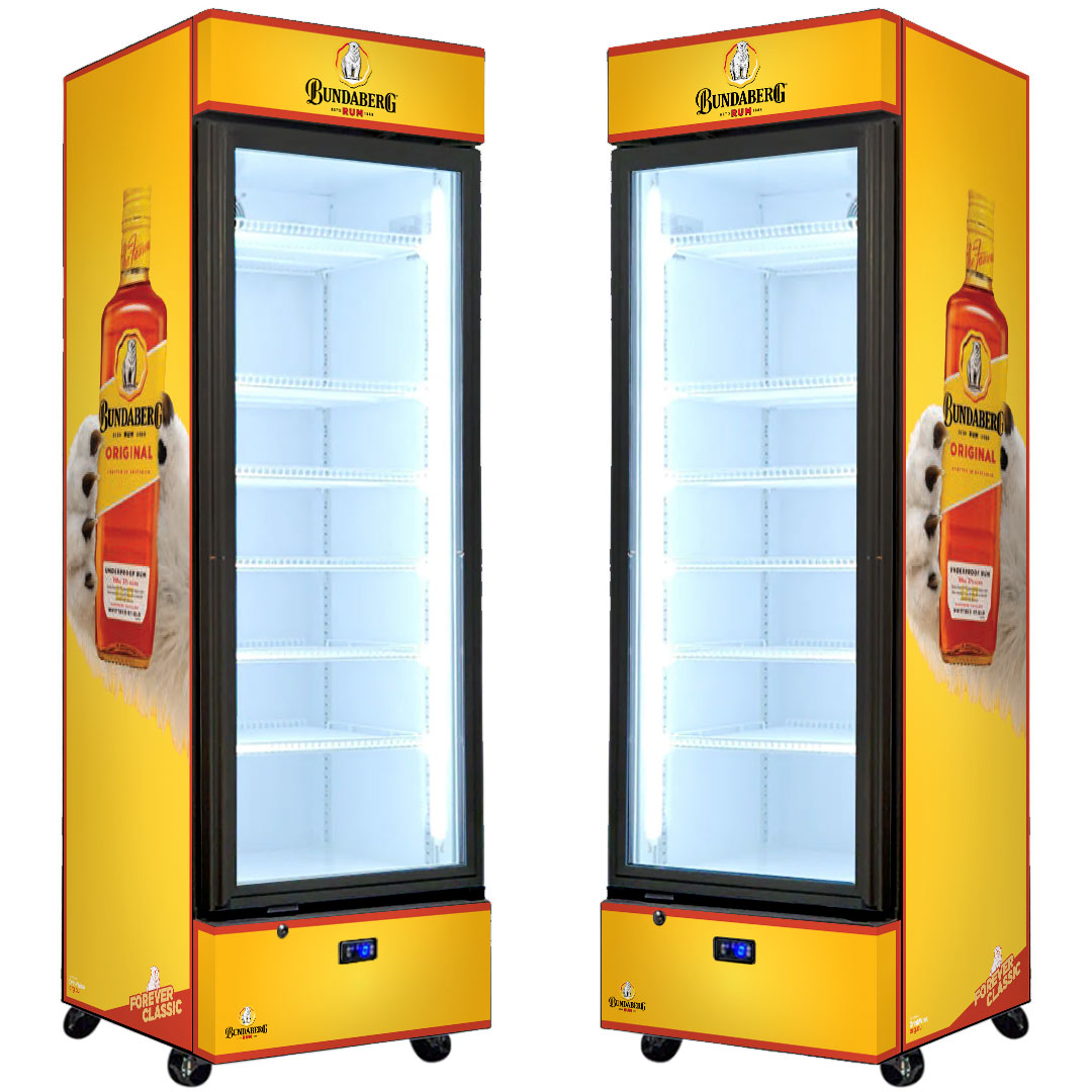 Bundy Rum Upright Quiet Running Black Glass Door Bar Fridge - Model SC372B-Bundy-1