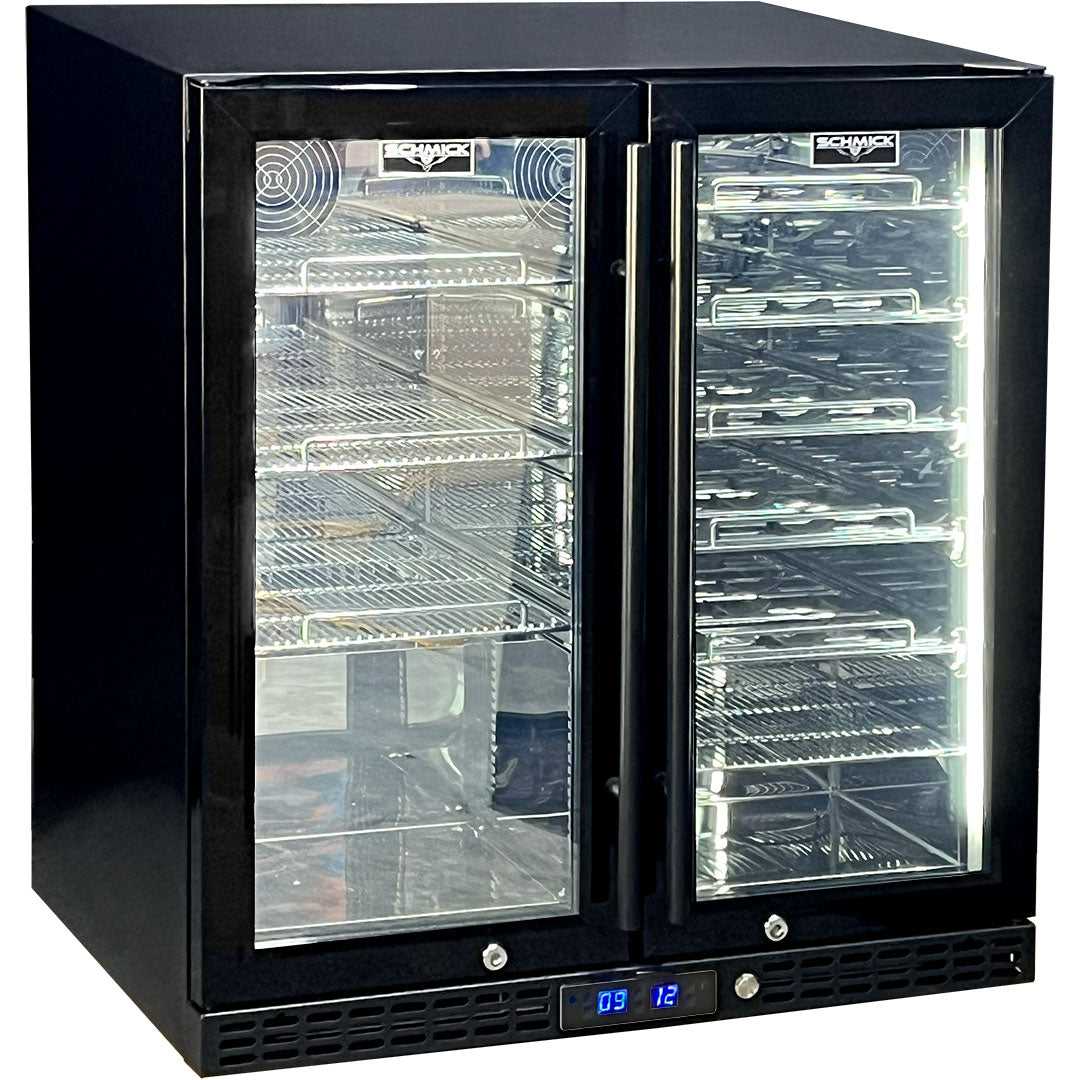 Schmick 215L Dual Zone Beer & Wine Bar Fridge - Heated Doors - SK198D-B-HD
