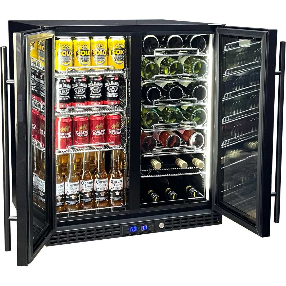 Schmick 215L Dual Zone Beer & Wine Bar Fridge - Heated Doors - SK198D-B-HD
