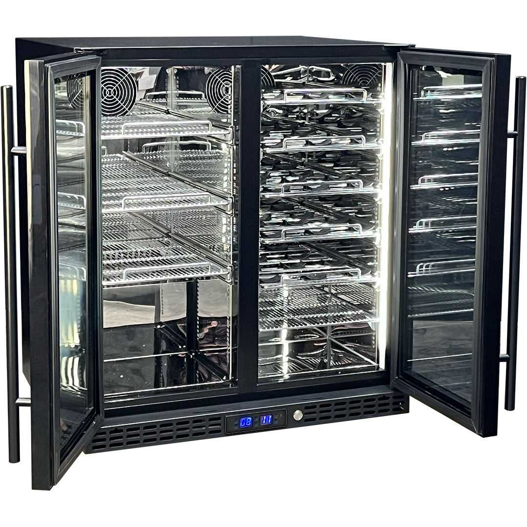 Schmick 215L Dual Zone Beer & Wine Bar Fridge - Heated Doors - SK198D-B-HD