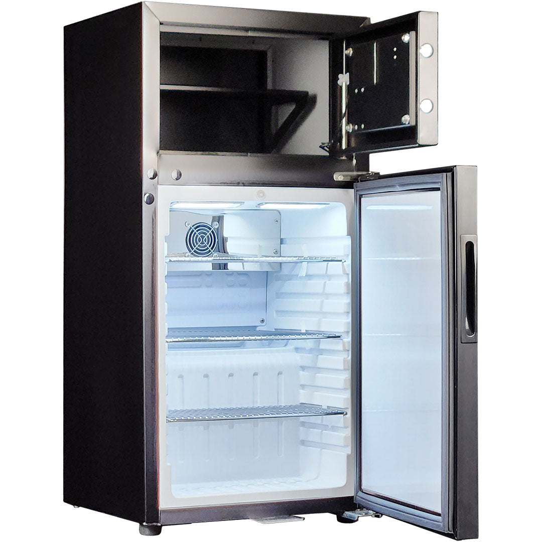 Schmick - SK40-SAFE – Black Glass Door Mini Bar Fridge with Safe – 26 Litres