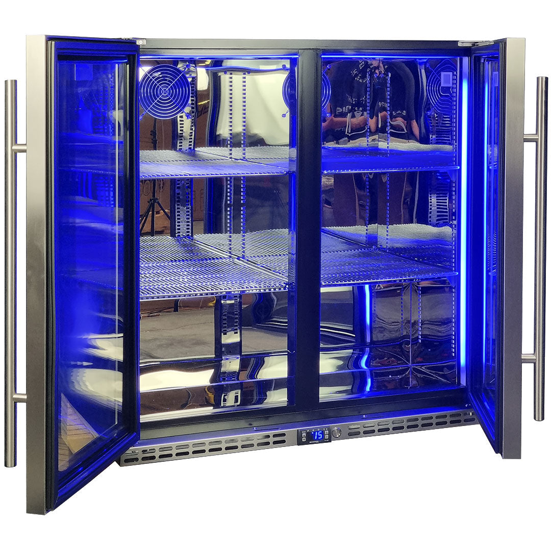 Schmick SK245-SS – Quiet Running Front Venting Under Bench Double Glass Door Bar Fridge – 245 Litres