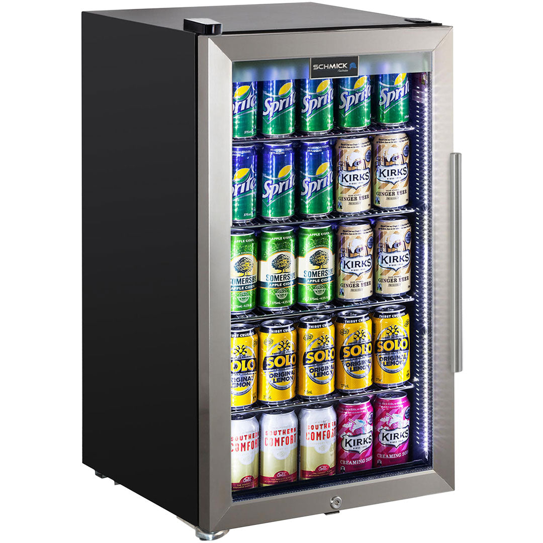 Schmick - HUS-SC88L-SS – Outdoor Triple Glazed Alfresco Bar Fridge – LED Strip Lights, Lock – 98 Litres