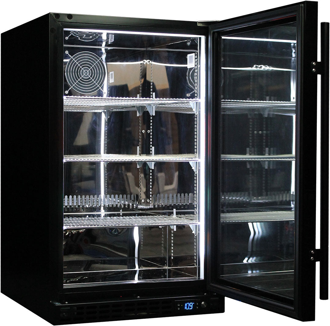 Schmick - SK126R-B-HD – Heated Glass Door Front Venting Under Bench Bar Fridge – 132 Litres