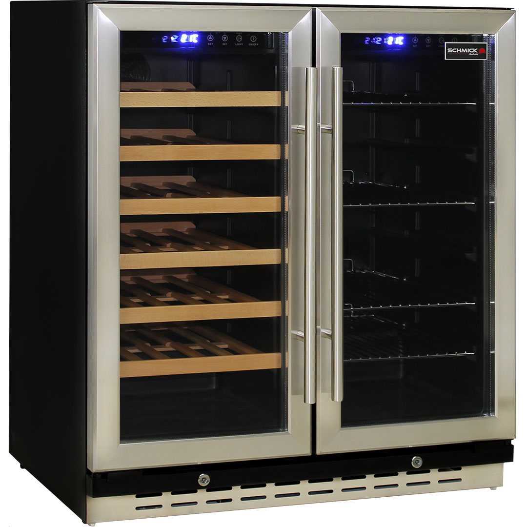 Dual Zone Beer & Wine Bar Fridge - Stainless Steel - 165 Litres - Schmick JC165