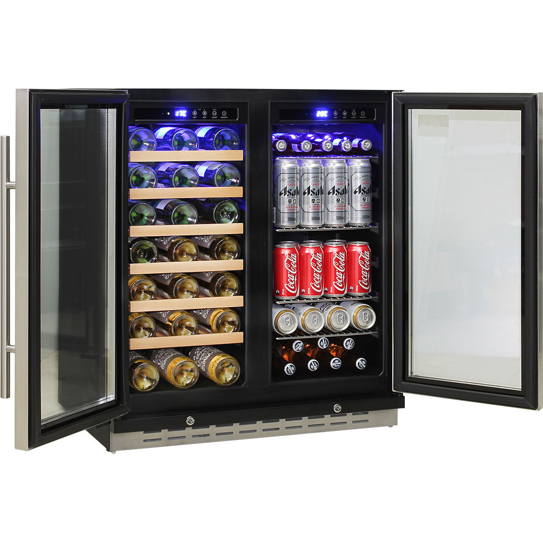 Dual Zone Beer & Wine Bar Fridge - Stainless Steel - 165 Litres - Schmick JC165