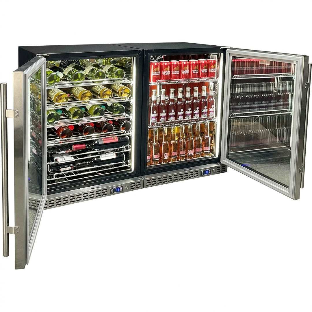 Schmick Quiet Slide Out Front Venting Under Bench Heated Door Bar Fridge Combo - SK156-COMBO-SSM