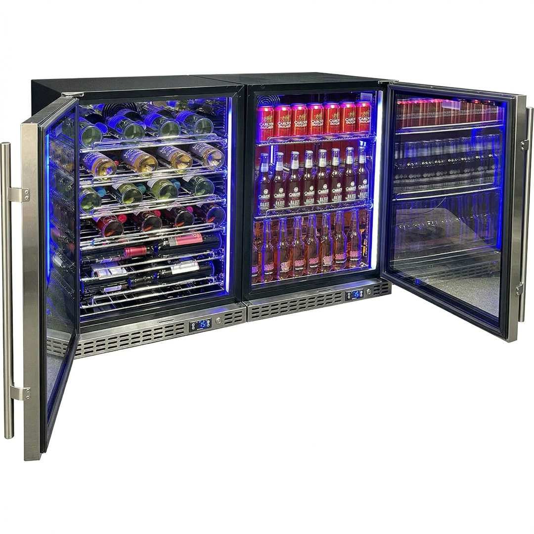 Schmick Quiet Slide Out Front Venting Under Bench Heated Door Bar Fridge Combo - SK156-COMBO-SSM