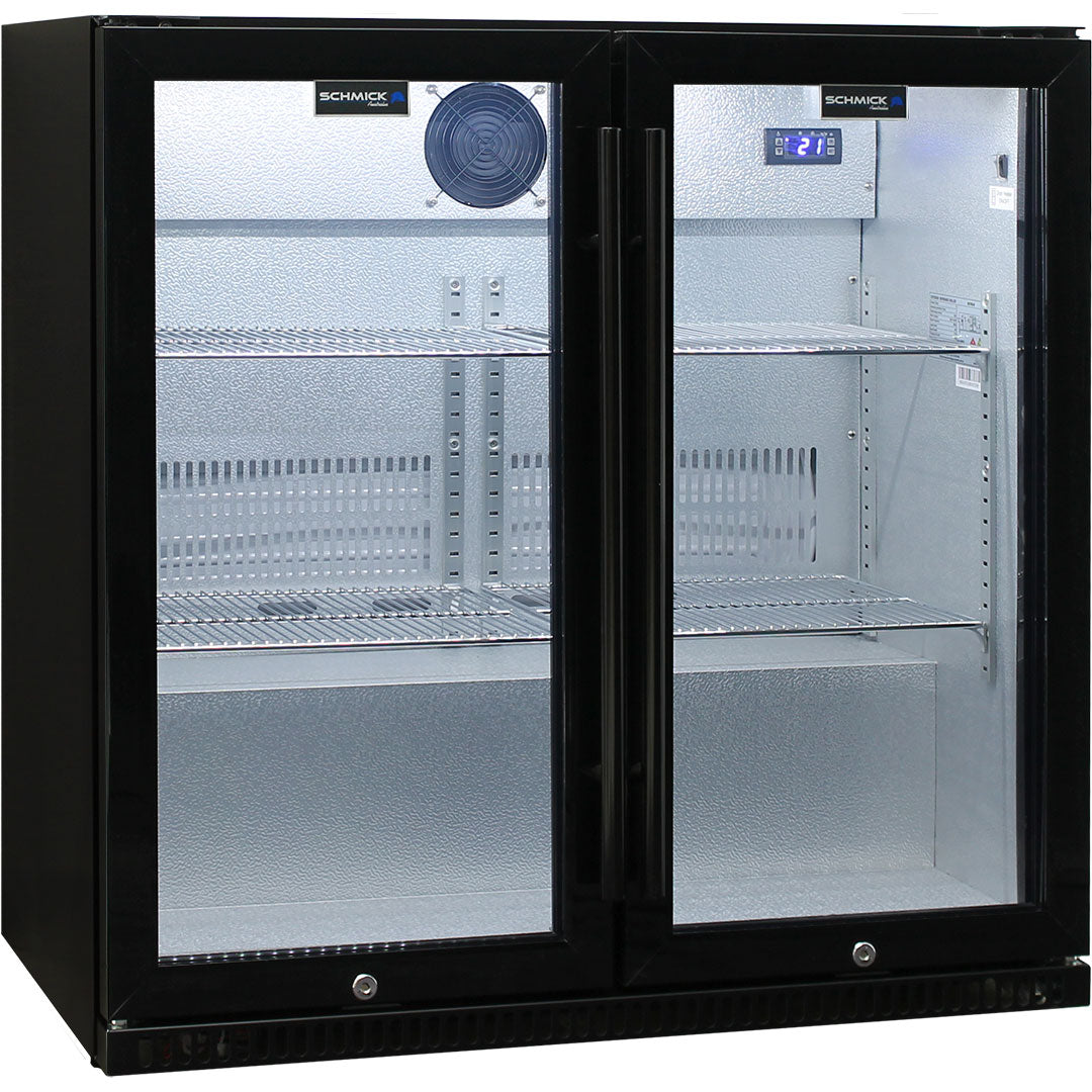 Outdoor Bar Fridge | 2 Door | Heated Glass | Black Finish | Indoor / Alfresco | Schmick SK190-B