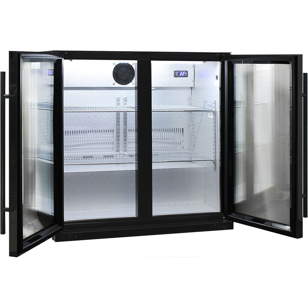 Outdoor Bar Fridge | 2 Door | Heated Glass | Black Finish | Indoor / Alfresco | Schmick SK190-B