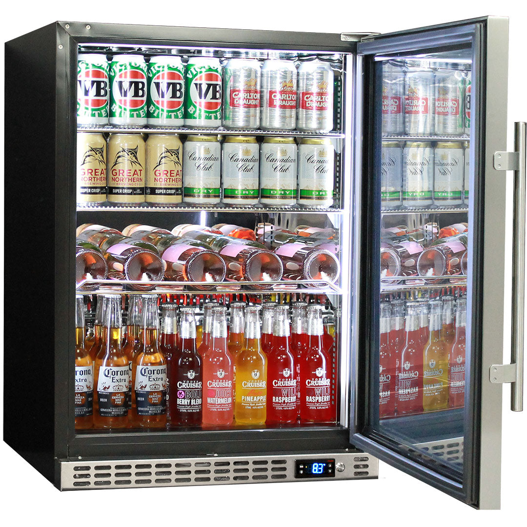 Schmick 164L 1 Door Glass Stainless Steel Bar Fridge – Quiet Front Venting - SK156R-SS