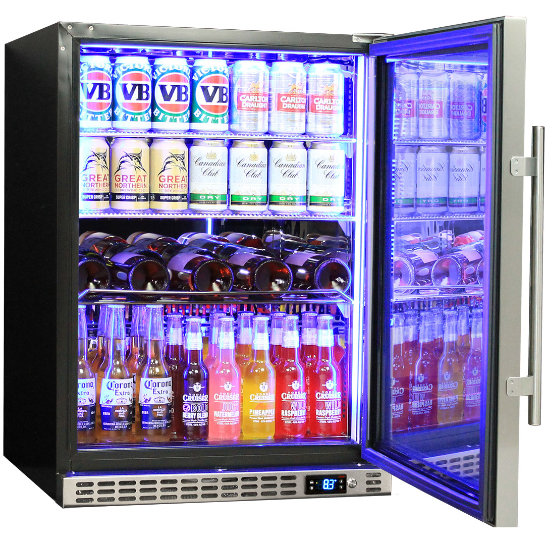 Schmick 164L Heated Glass Door Bar Fridge - Right Hinge - Stainless Steel - SK156R-HD