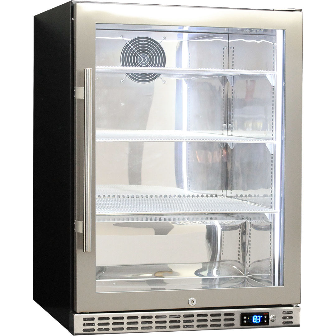 Schmick 164L 1 Door Glass Stainless Steel Bar Fridge – Quiet Front Venting - SK156R-SS