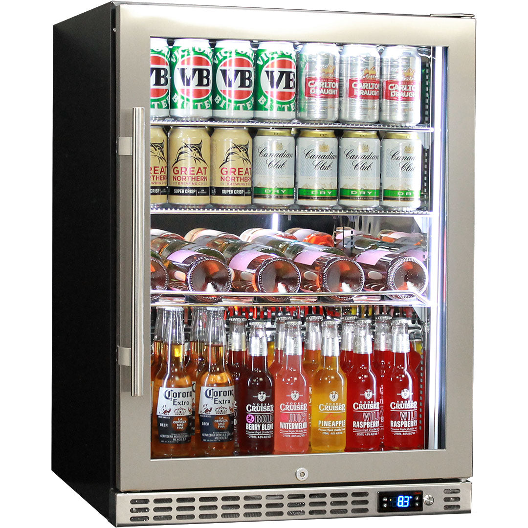Schmick 164L Heated Glass Door Bar Fridge - Right Hinge - Stainless Steel - SK156R-HD