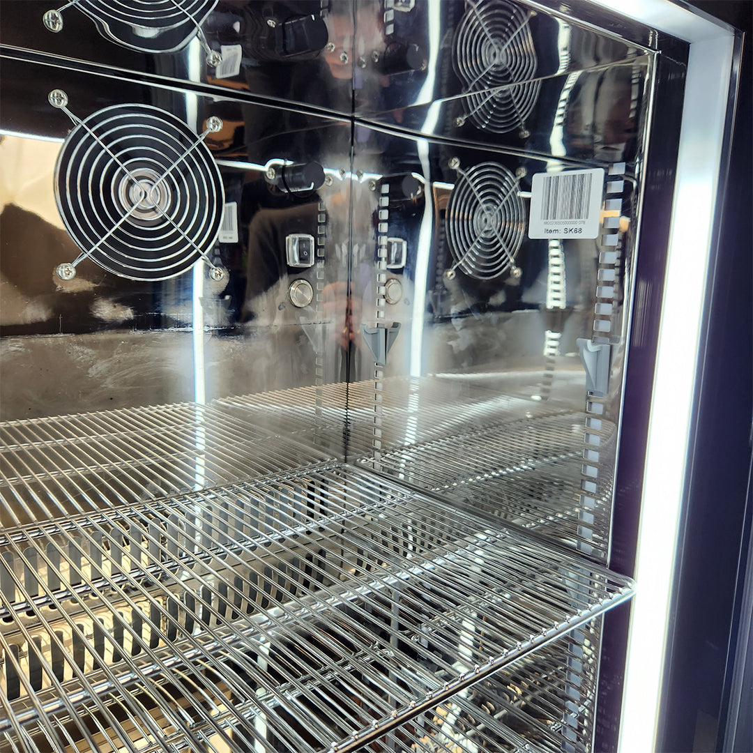 Classy Quiet 69Ltr Heated Glass Door Bar Fridge With Blue and White Led - Model SK68L-B-HD