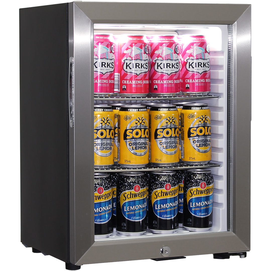 Schmick SK40-SS - Glass Door Mini Bar Accommodation Fridge Quiet Running