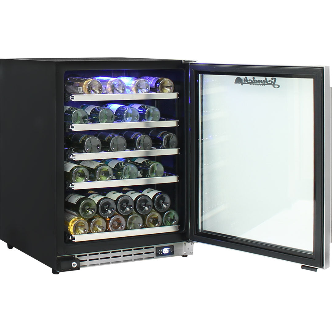 Schmick - JC132W-860 – Under Bench Triple Glazed Glass Door Wine Fridge – 132 Litre