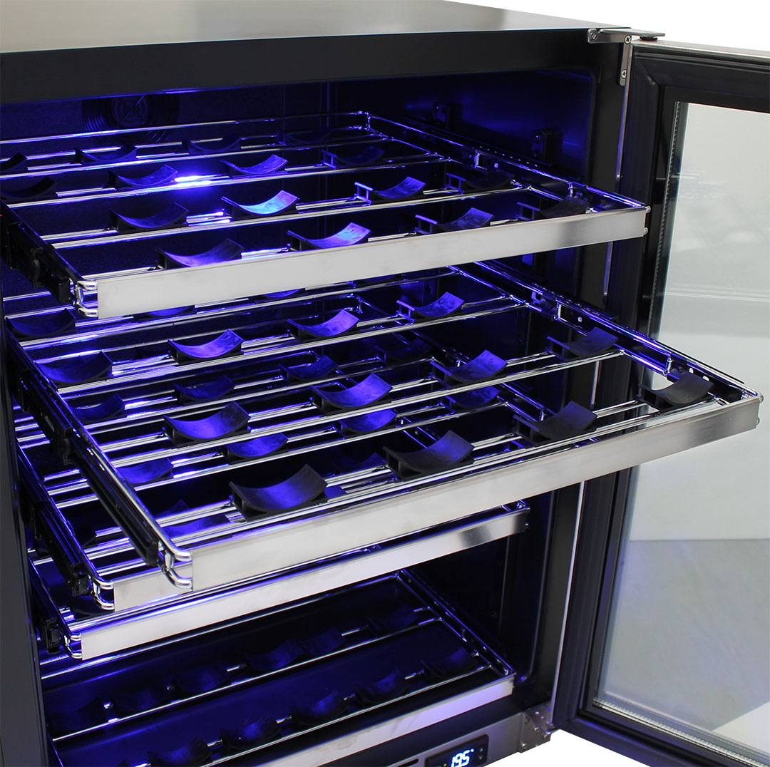 Schmick - JC132W-B – Under Bench Black Glass Door Wine Fridge – 132 Litre