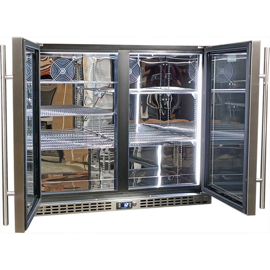 Schmick β SK206-SD β Twin Solid Door Low-Height Stainless Steel Bar Fridge β 233 Litres