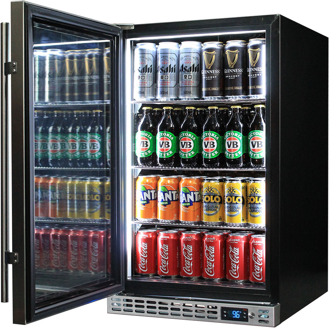 Under-Bench Bar Fridge | Heated Glass | Matte Black | Left Hinge | Silent Operation | Schmick SK126L-HD