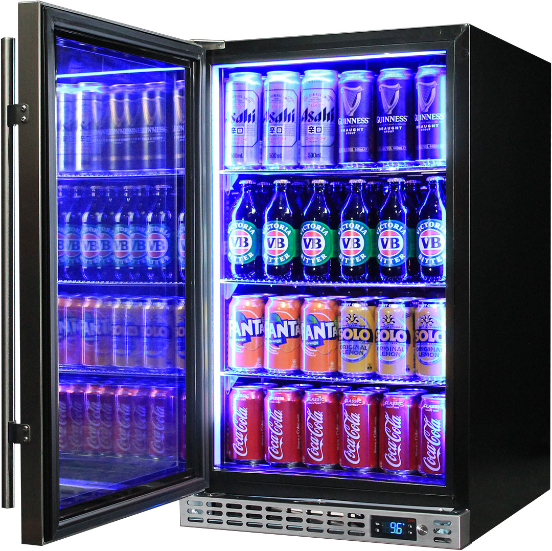 Under-Bench Bar Fridge | Heated Glass | Matte Black | Left Hinge | Silent Operation | Schmick SK126L-HD