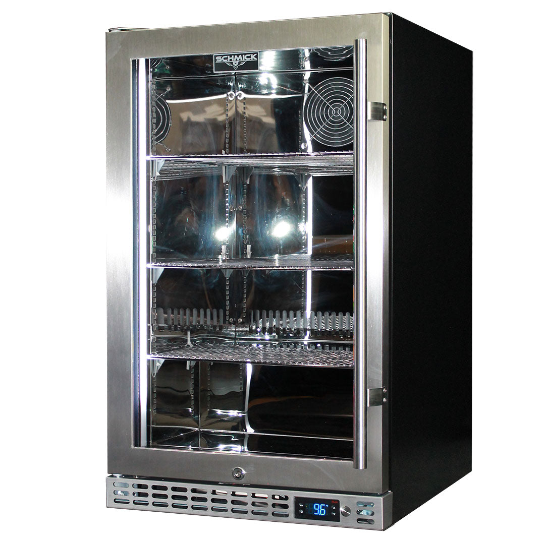 Under-Bench Bar Fridge | Heated Glass | Matte Black | Left Hinge | Silent Operation | Schmick SK126L-HD