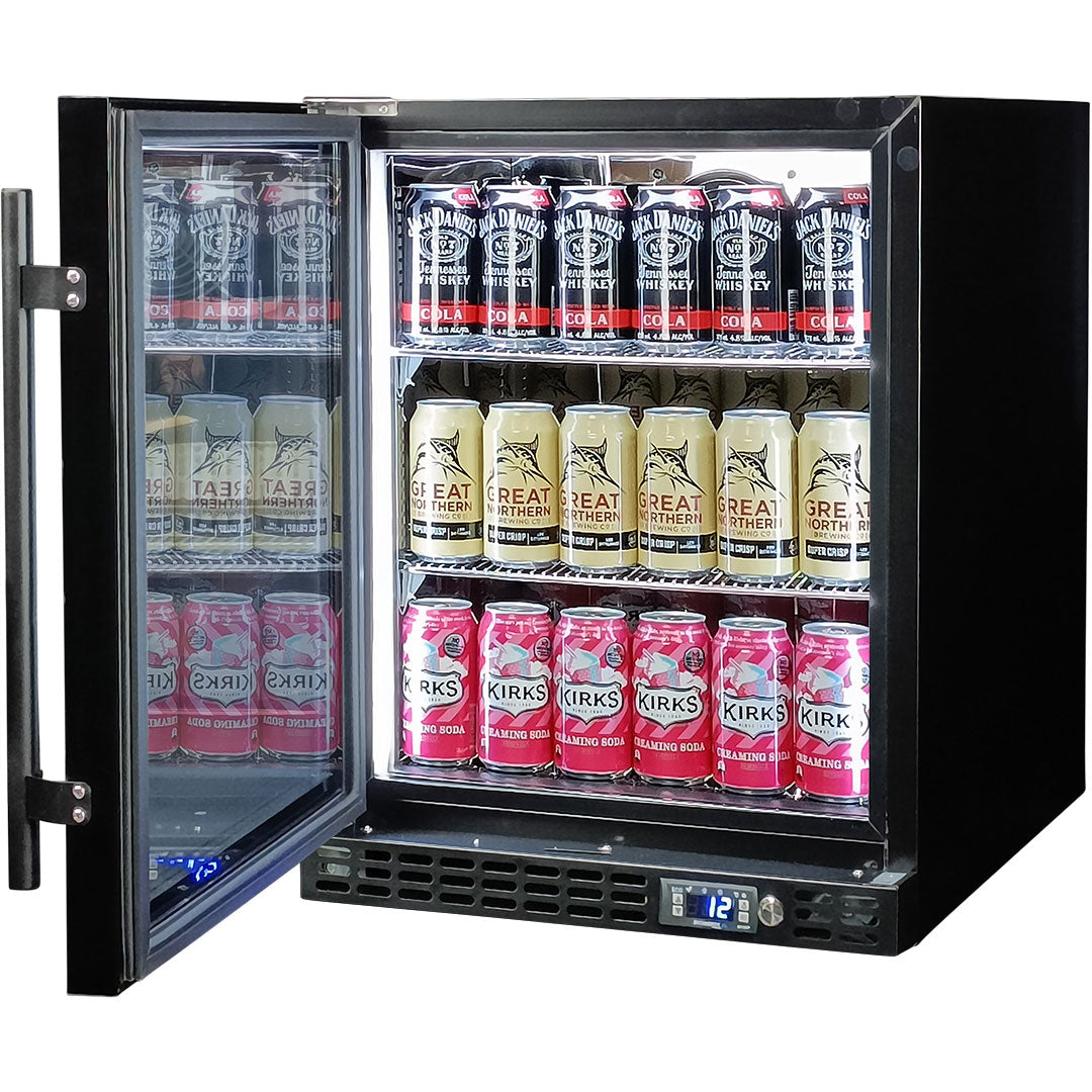 Schmick – SK86L-B-HD – Quiet Running Front Venting Heated Glass Door Bar Fridge – 89 Litres