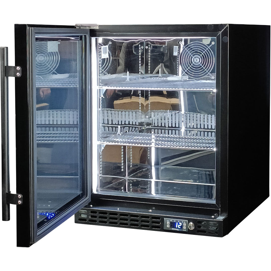 Schmick – SK86L-B-HD – Quiet Running Front Venting Heated Glass Door Bar Fridge – 89 Litres