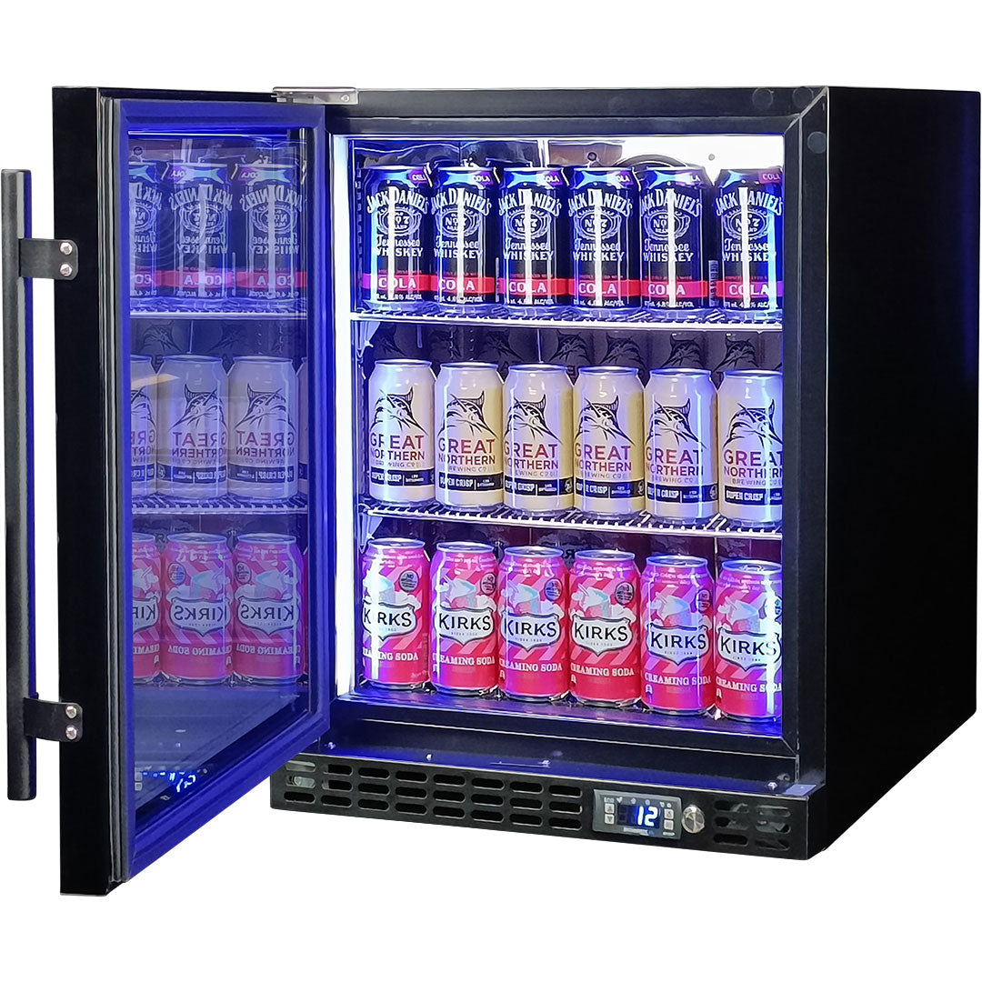 Schmick – SK86L-B-HD – Quiet Running Front Venting Heated Glass Door Bar Fridge – 89 Litres