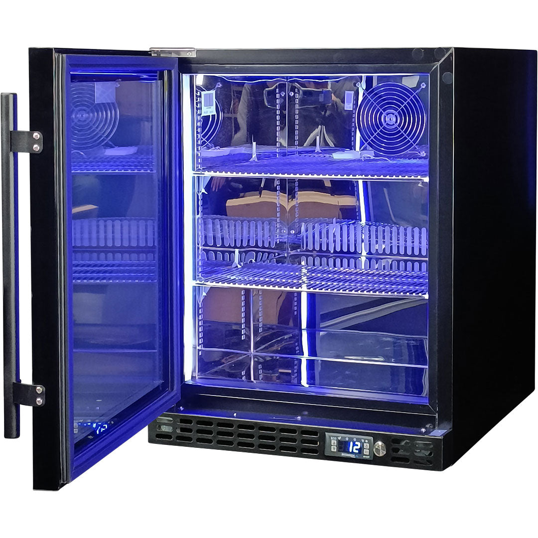 Schmick – SK86L-B-HD – Quiet Running Front Venting Heated Glass Door Bar Fridge – 89 Litres