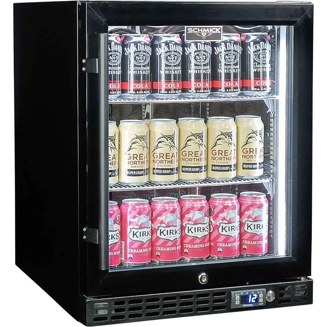 Schmick - SK86R-B-HD – Quiet Running Front Venting Heated Glass Door Bar Fridge – 89 Litres