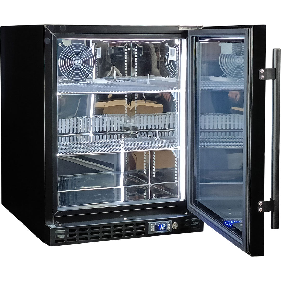Schmick - SK86R-B-HD – Quiet Running Front Venting Heated Glass Door Bar Fridge – 89 Litres
