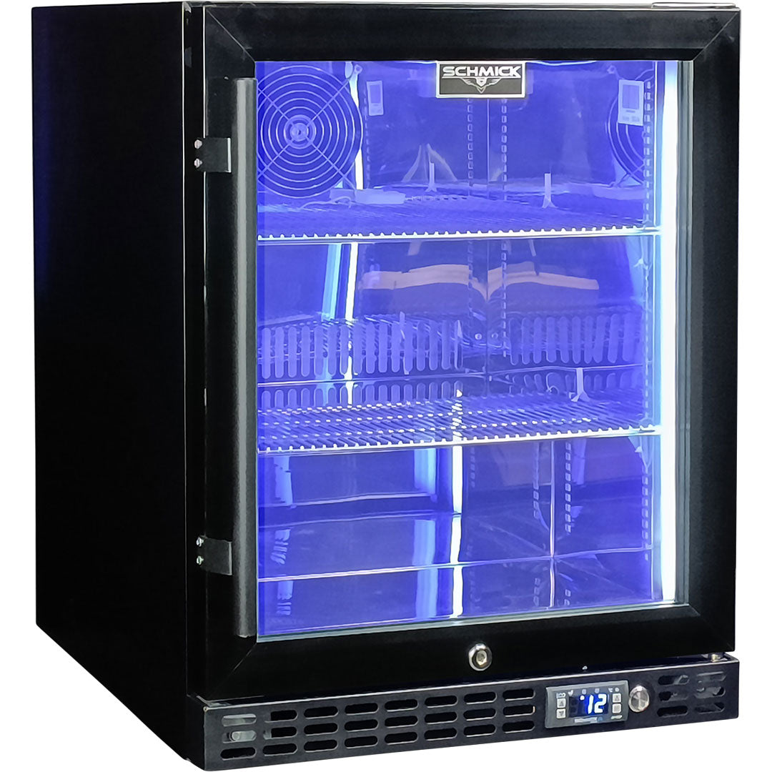 Schmick - SK86R-B-HD – Quiet Running Front Venting Heated Glass Door Bar Fridge – 89 Litres