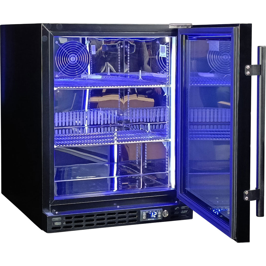 Schmick - SK86R-B-HD – Quiet Running Front Venting Heated Glass Door Bar Fridge – 89 Litres