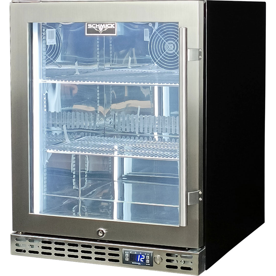 Schmick – SK86L-HD – Quiet Running Front Venting Heated Glass Door Bar Fridge – 89 Litres