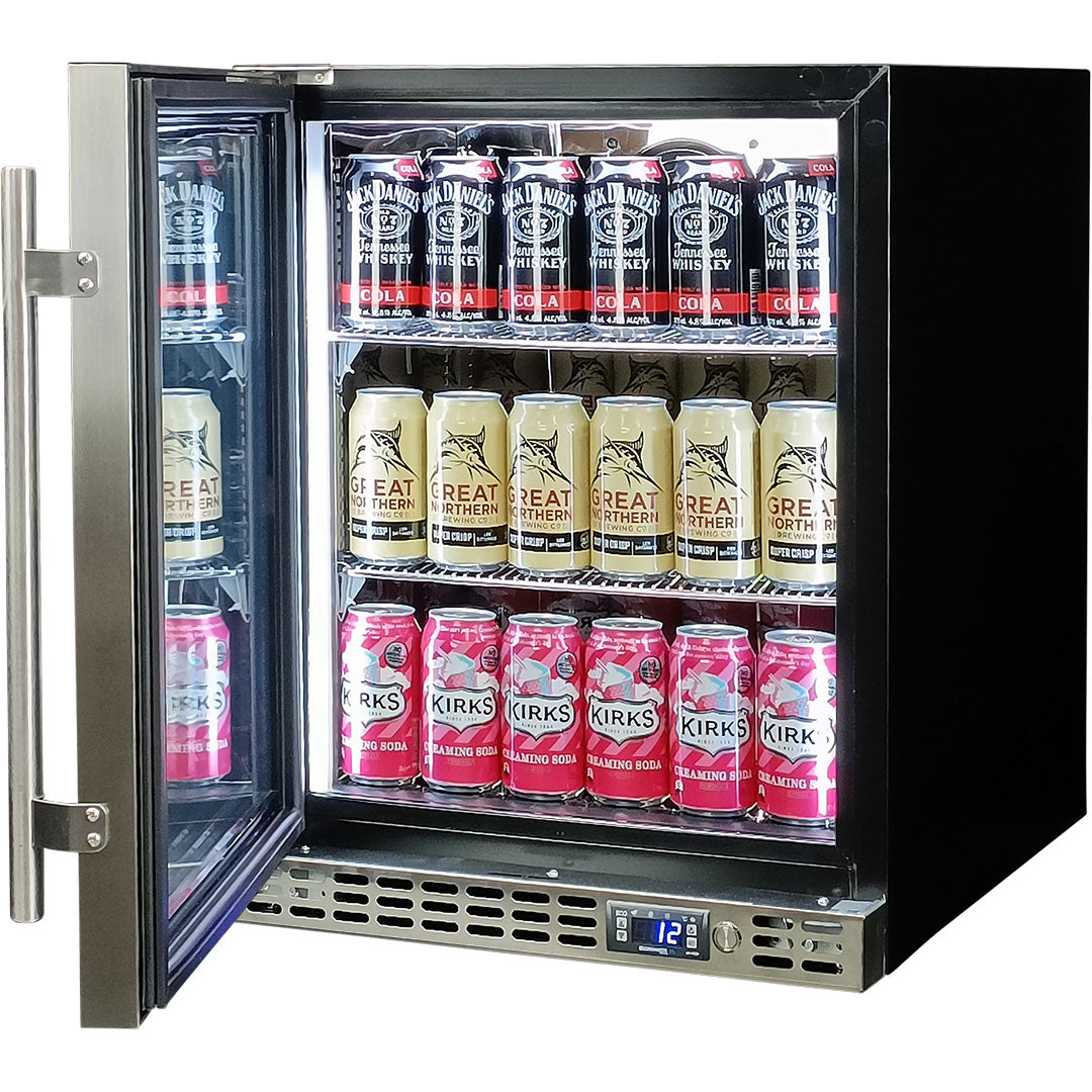 Schmick – SK86L-HD – Quiet Running Front Venting Heated Glass Door Bar Fridge – 89 Litres