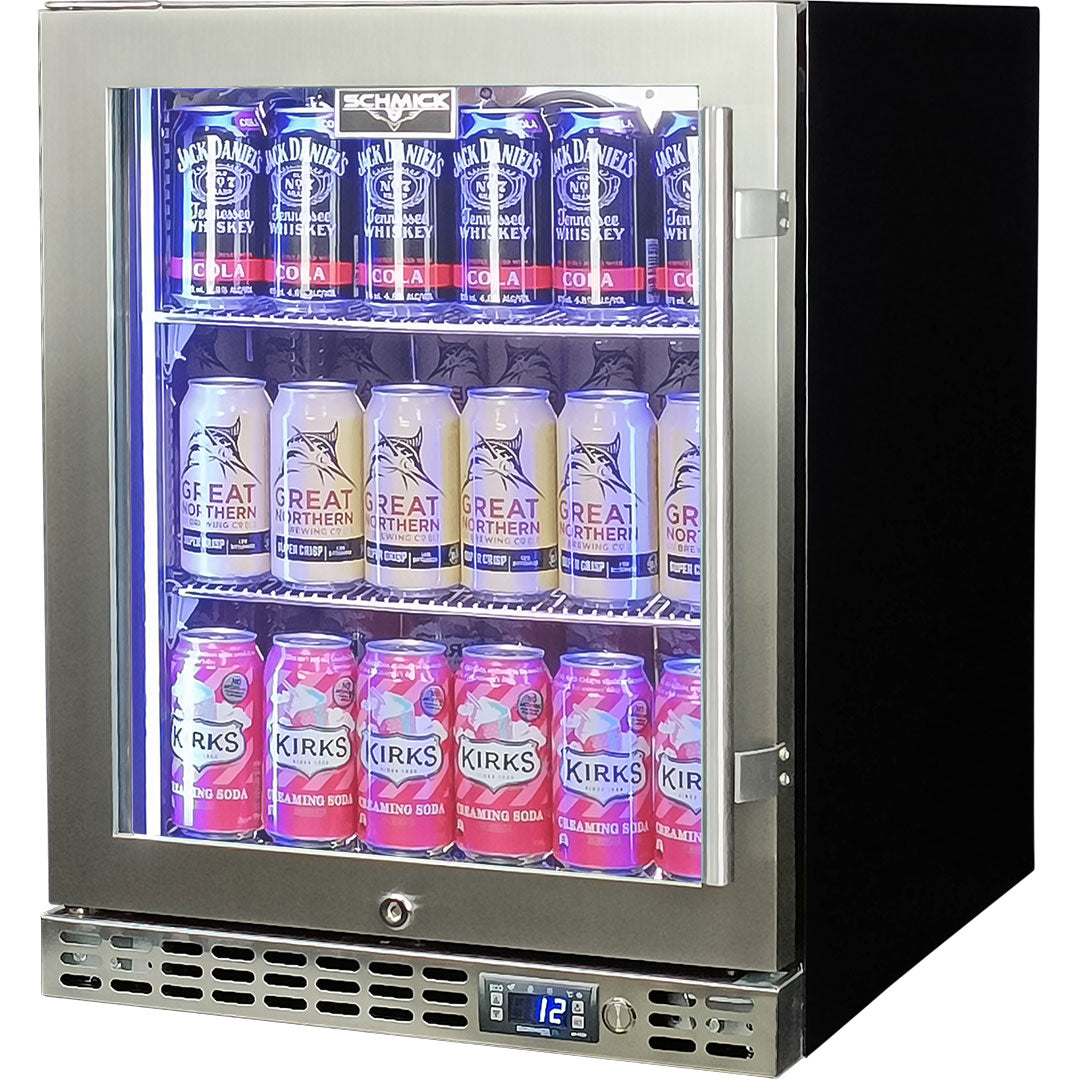 Schmick – SK86L-HD – Quiet Running Front Venting Heated Glass Door Bar Fridge – 89 Litres
