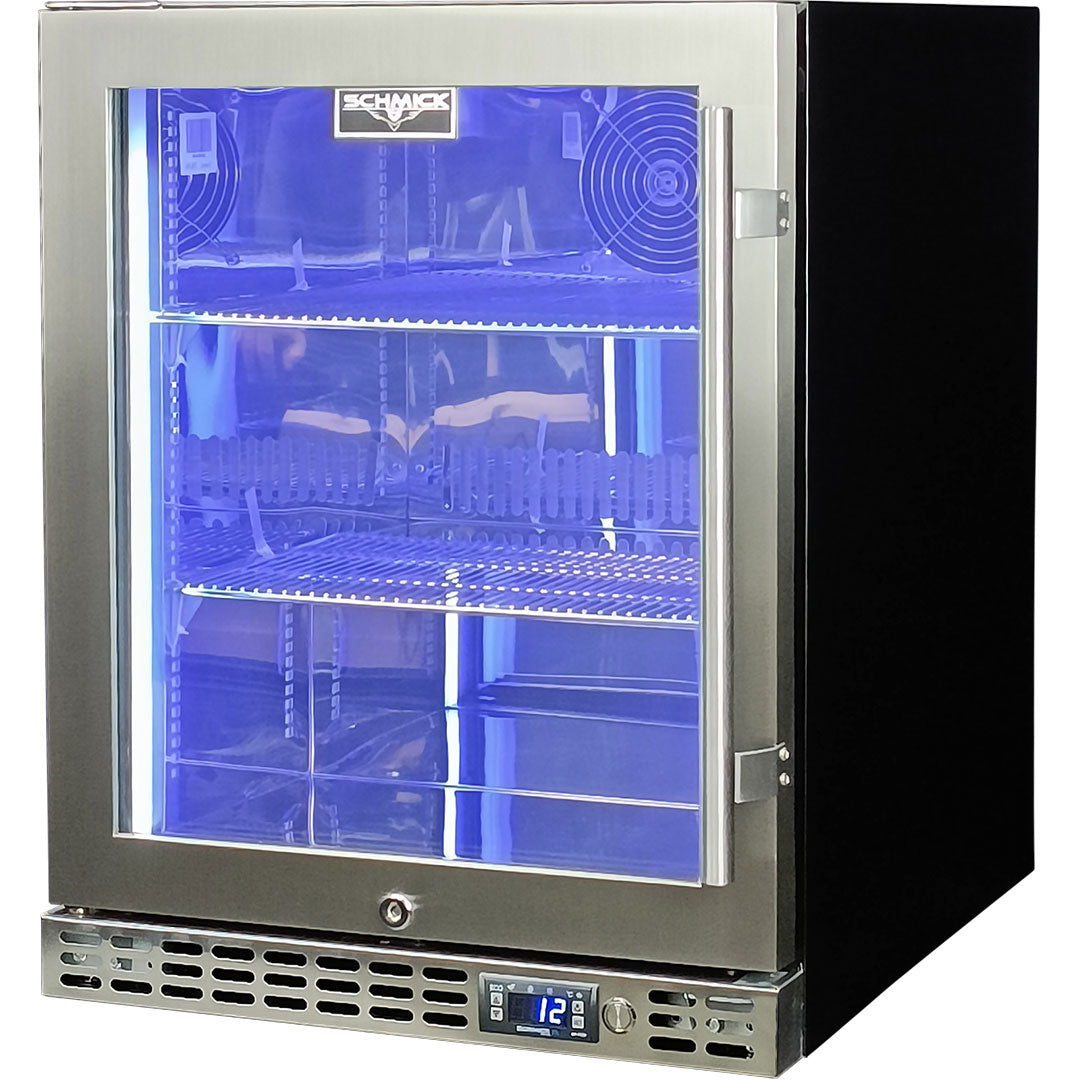 Schmick – SK86L-HD – Quiet Running Front Venting Heated Glass Door Bar Fridge – 89 Litres