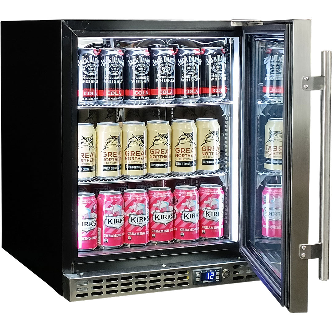 Schmick - SK86R-HD – Quiet Running Front Venting Under Bench Heated Glass Door Bar Fridge – 89 Litres