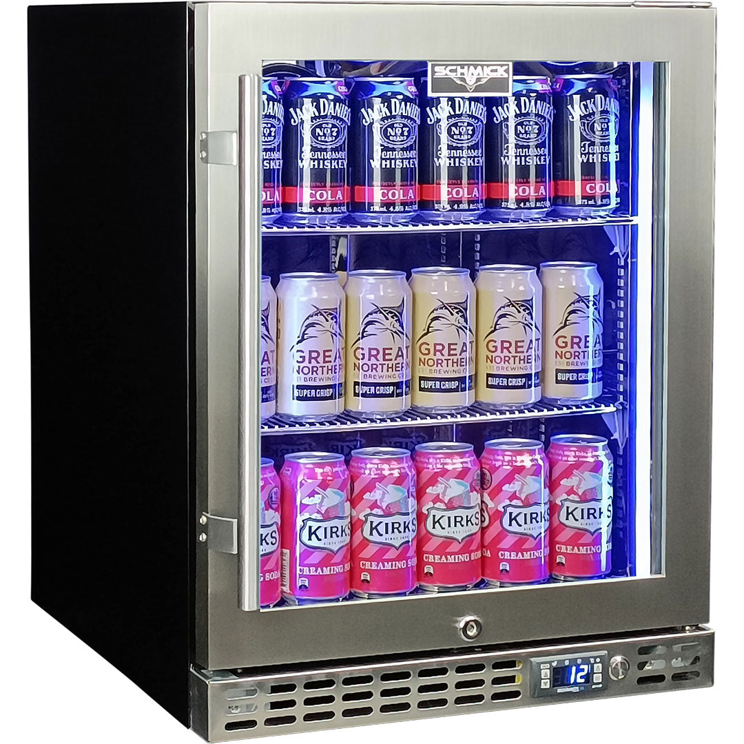 Schmick - SK86R-HD – Quiet Running Front Venting Under Bench Heated Glass Door Bar Fridge – 89 Litres