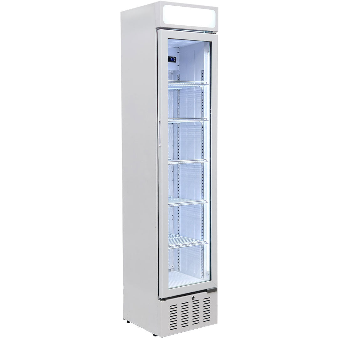 Schmick SK160W 160L skinny upright bar fridge - empty, front view