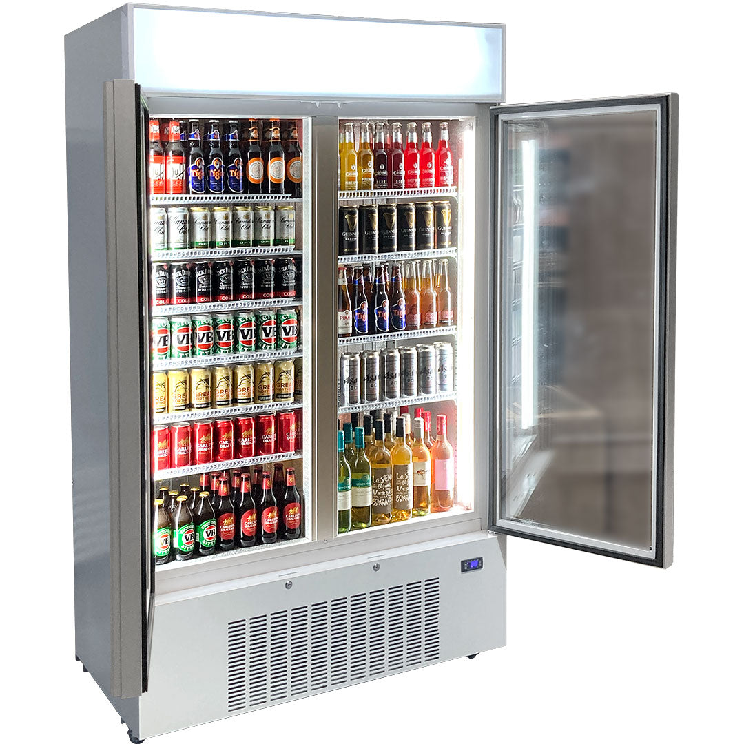 Schmick - HUS-C10 – Upright 2 Door Commercial Glass Door Refrigerator – 825L