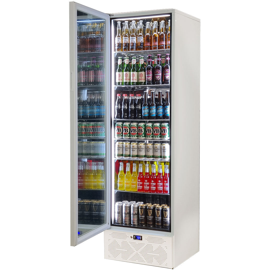 Schmick - SK422L-W-HD – Classy Upright Heated Glass Bar Fridge – 398 Litre