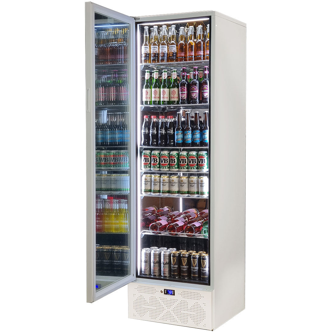 Schmick - SK422L-W-HD – Classy Upright Heated Glass Bar Fridge – 398 Litre