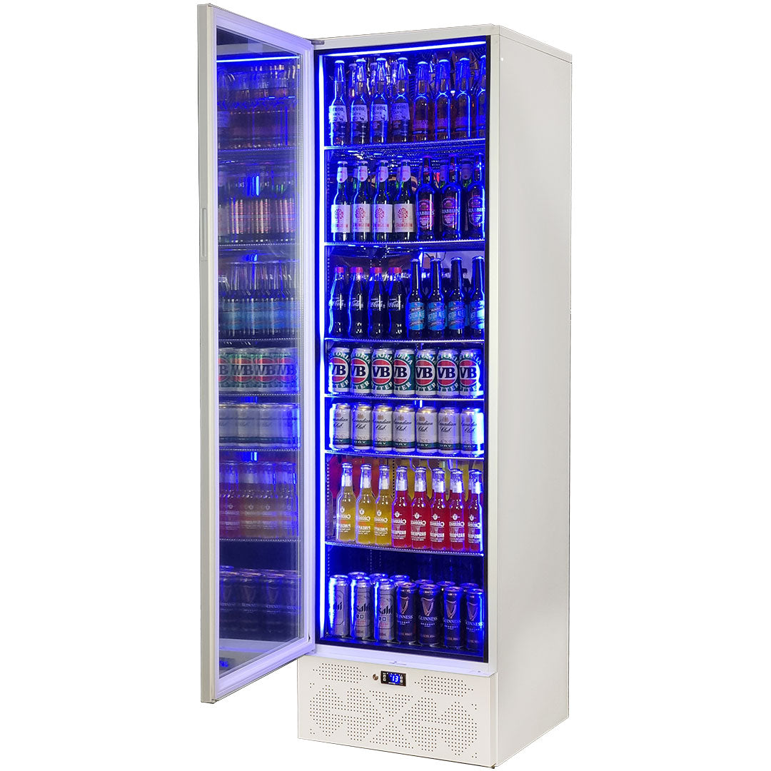 Schmick - SK422L-W-HD – Classy Upright Heated Glass Bar Fridge – 398 Litre