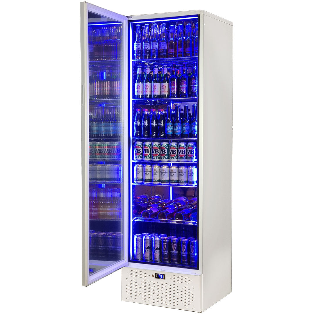 Schmick - SK422L-W-HD – Classy Upright Heated Glass Bar Fridge – 398 Litre