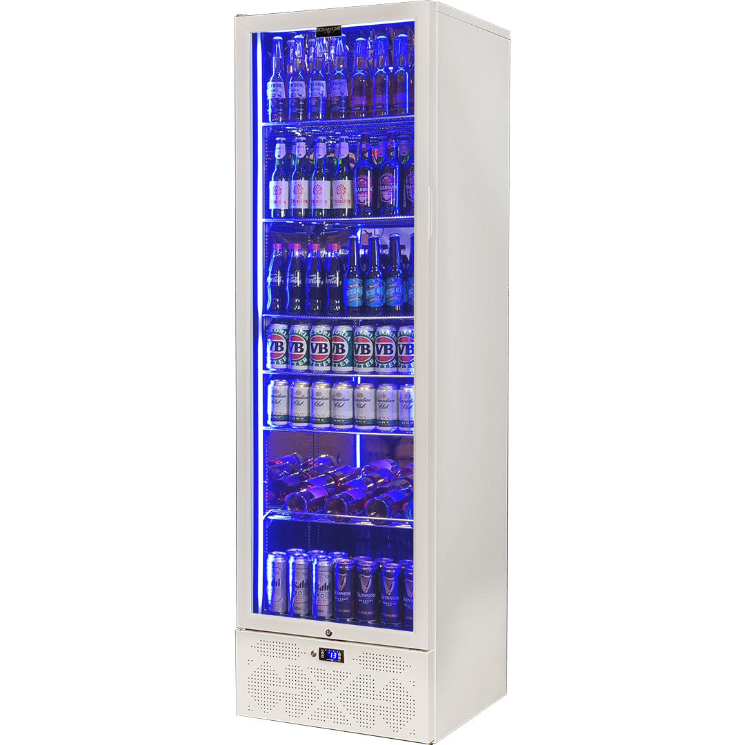 Schmick - SK422L-W-HD – Classy Upright Heated Glass Bar Fridge – 398 Litre
